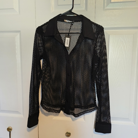 Foxblood Tops - Foxblood Nwt Black Goth Fishnet Shirt